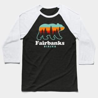 Fairbanks Alaska Vacation Travel Bear Trees Baseball T-Shirt